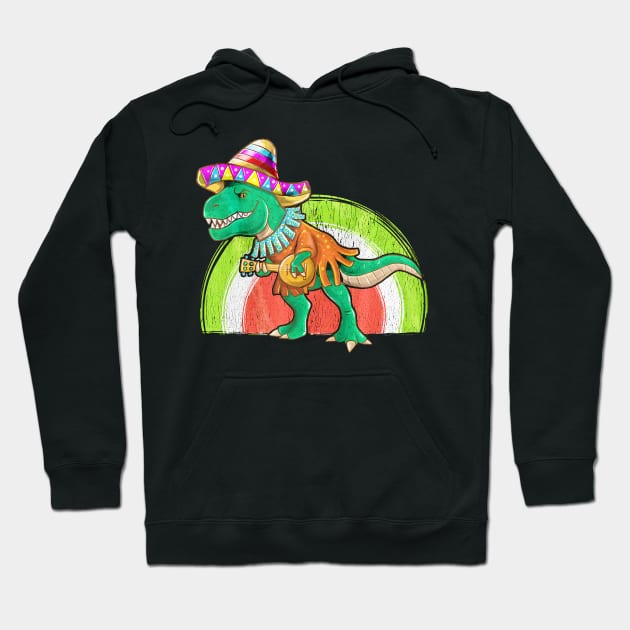 Cinco De Mayo Dinosaur Playing Guitar Hoodie by toiletpaper_shortage